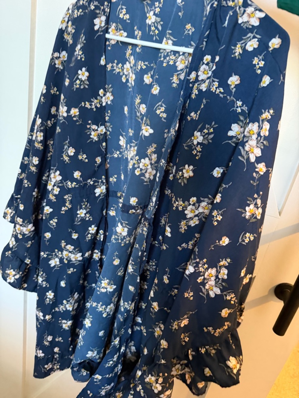 Navy Floral Open Front Kimono